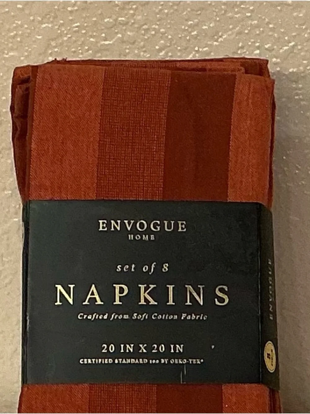 Envogue Rust Striped 100% Cotton Napkins. Set of 8